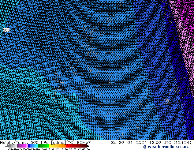 Yükseklik/Sıc. 500 hPa ECMWF Cts 20.04.2024 12 UTC