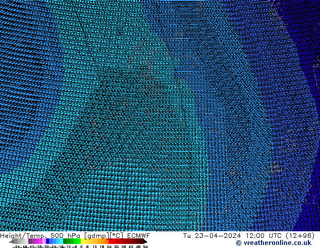 Height/Temp. 500 hPa ECMWF mar 23.04.2024 12 UTC