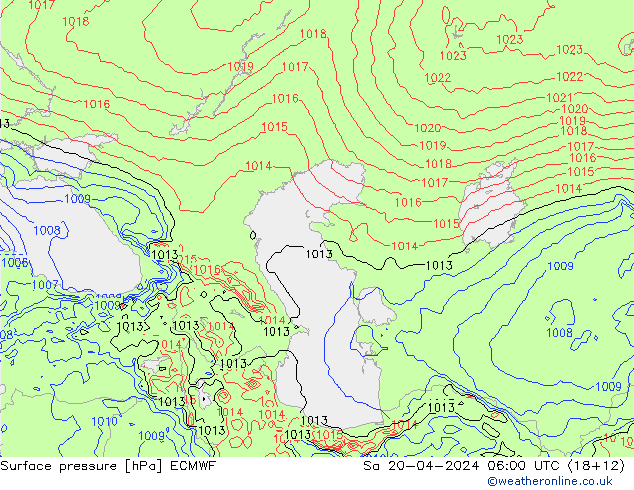 Surface pressure ECMWF Sa 20.04.2024 06 UTC