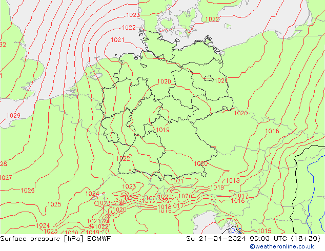 pression de l'air ECMWF dim 21.04.2024 00 UTC