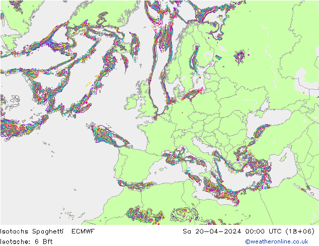 Isotachs Spaghetti ECMWF So 20.04.2024 00 UTC