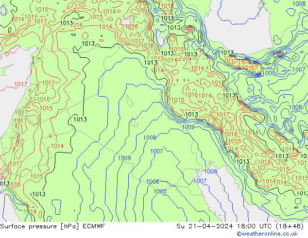Luchtdruk (Grond) ECMWF zo 21.04.2024 18 UTC