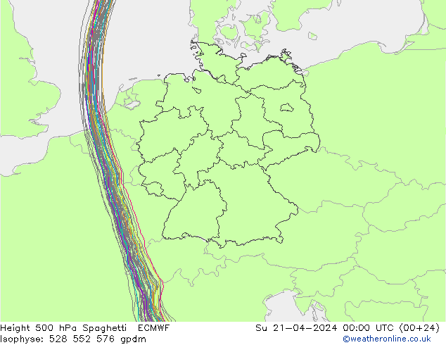 Géop. 500 hPa Spaghetti ECMWF dim 21.04.2024 00 UTC