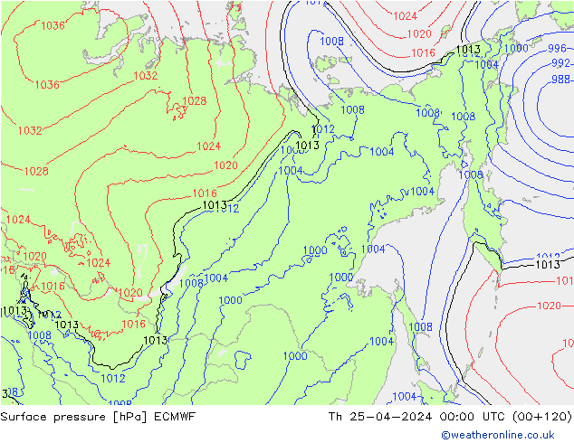 Yer basıncı ECMWF Per 25.04.2024 00 UTC