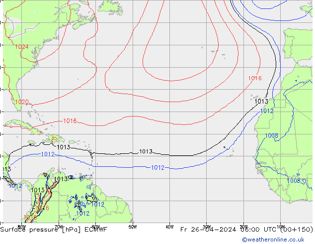 Luchtdruk (Grond) ECMWF vr 26.04.2024 06 UTC