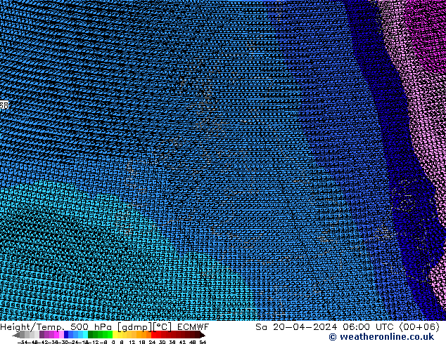 Height/Temp. 500 hPa ECMWF sab 20.04.2024 06 UTC