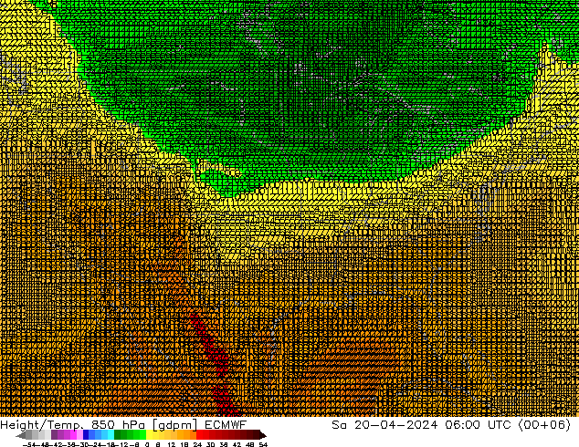 Height/Temp. 850 hPa ECMWF Sa 20.04.2024 06 UTC