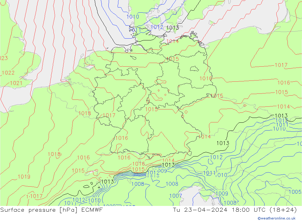 приземное давление ECMWF вт 23.04.2024 18 UTC