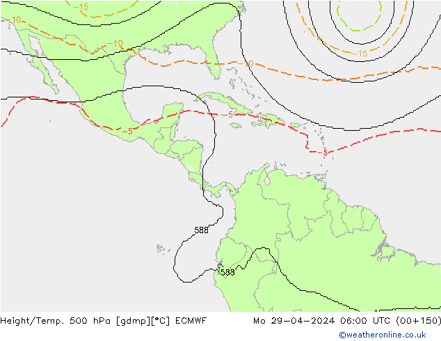 Height/Temp. 500 hPa ECMWF pon. 29.04.2024 06 UTC