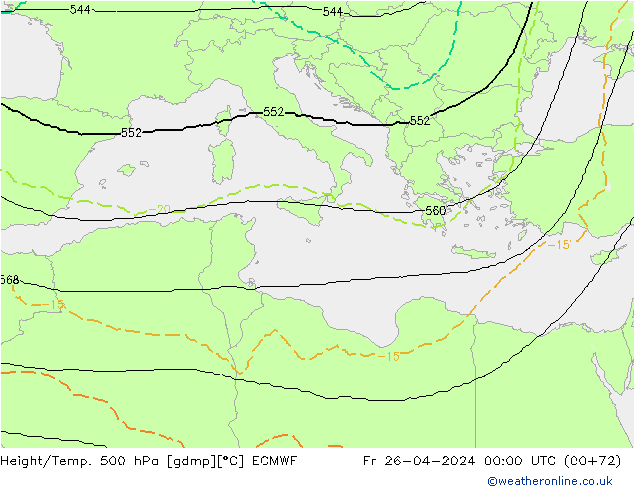 Height/Temp. 500 hPa ECMWF Fr 26.04.2024 00 UTC