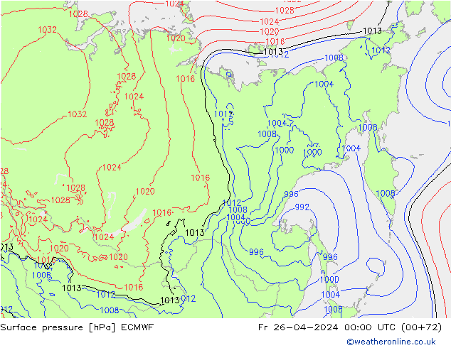 pressão do solo ECMWF Sex 26.04.2024 00 UTC