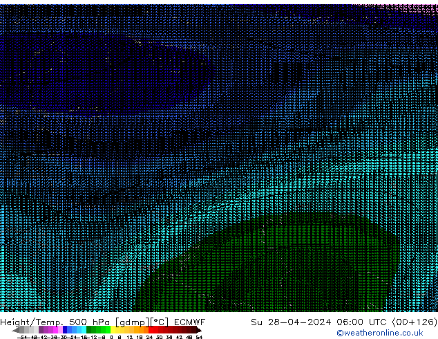 Hoogte/Temp. 500 hPa ECMWF zo 28.04.2024 06 UTC