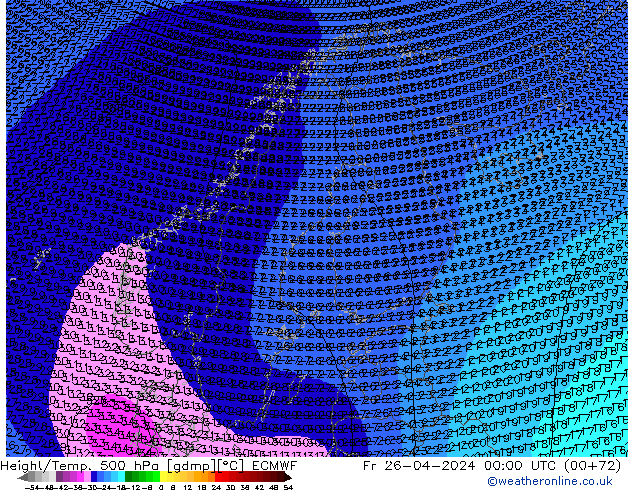 Height/Temp. 500 hPa ECMWF Fr 26.04.2024 00 UTC