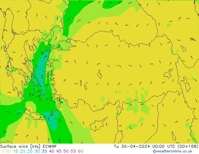Surface wind ECMWF Tu 30.04.2024 00 UTC