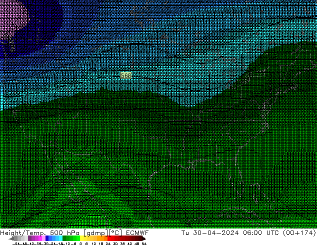Hoogte/Temp. 500 hPa ECMWF di 30.04.2024 06 UTC