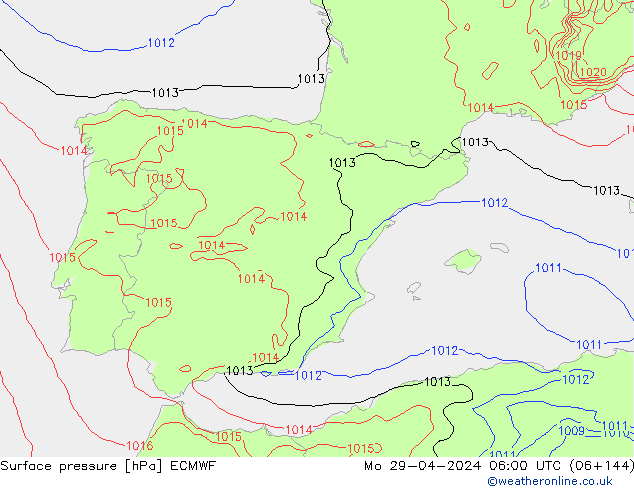 Atmosférický tlak ECMWF Po 29.04.2024 06 UTC