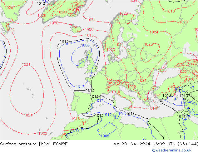 приземное давление ECMWF пн 29.04.2024 06 UTC