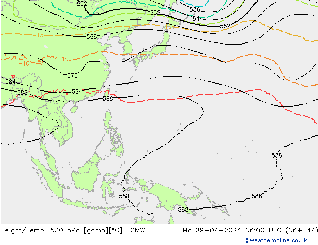 Hoogte/Temp. 500 hPa ECMWF ma 29.04.2024 06 UTC