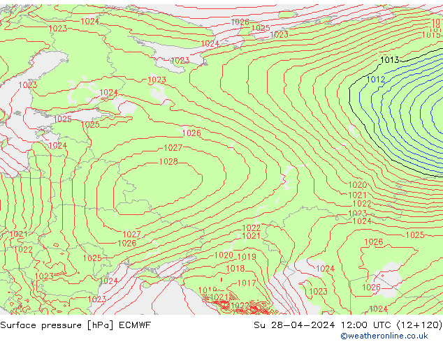 Yer basıncı ECMWF Paz 28.04.2024 12 UTC