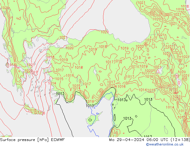 Surface pressure ECMWF Mo 29.04.2024 06 UTC