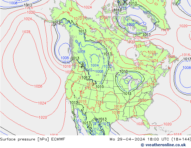 Bodendruck ECMWF Mo 29.04.2024 18 UTC