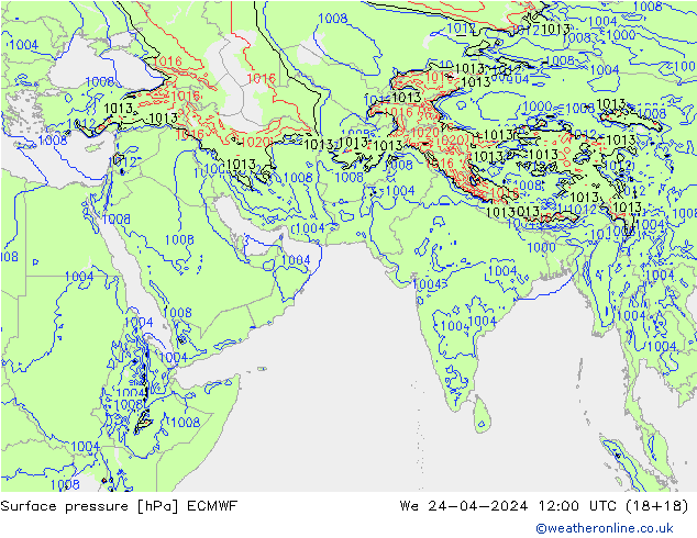 pression de l'air ECMWF mer 24.04.2024 12 UTC