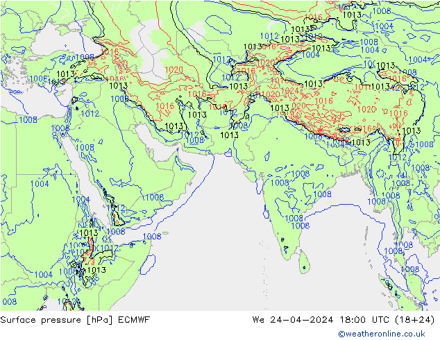 Yer basıncı ECMWF Çar 24.04.2024 18 UTC