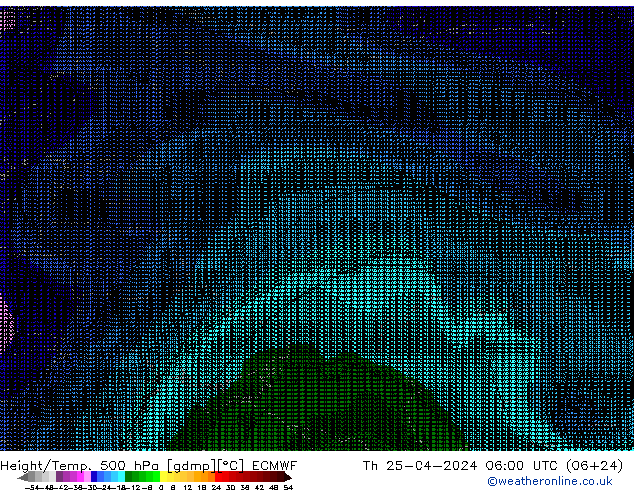 Hoogte/Temp. 500 hPa ECMWF do 25.04.2024 06 UTC