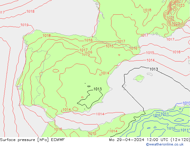 Yer basıncı ECMWF Pzt 29.04.2024 12 UTC