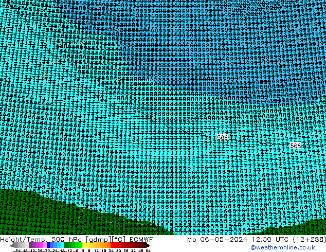 Hoogte/Temp. 500 hPa ECMWF ma 06.05.2024 12 UTC