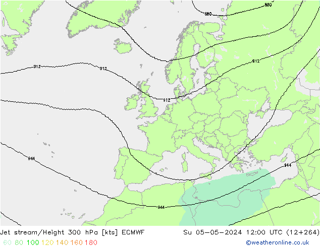 Jet stream/Height 300 hPa ECMWF Su 05.05.2024 12 UTC