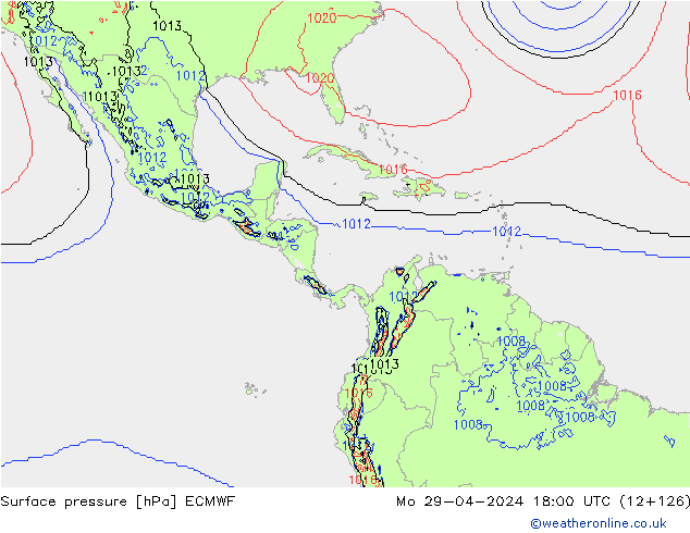 Surface pressure ECMWF Mo 29.04.2024 18 UTC
