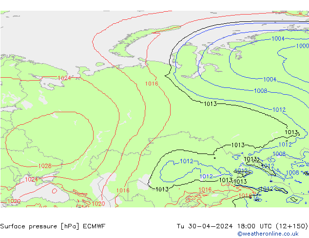 Yer basıncı ECMWF Sa 30.04.2024 18 UTC