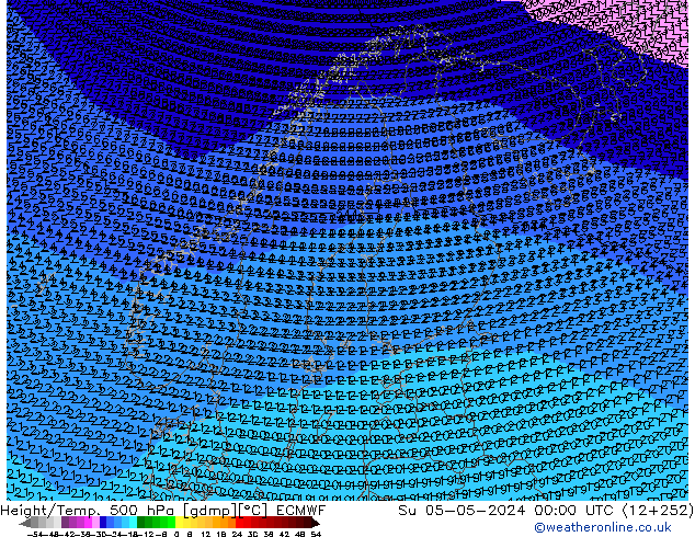 Height/Temp. 500 гПа ECMWF Вс 05.05.2024 00 UTC
