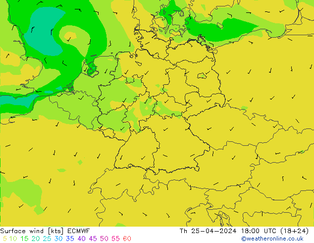 Surface wind ECMWF Th 25.04.2024 18 UTC