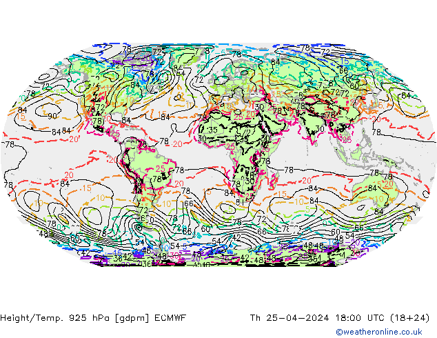 Height/Temp. 925 hPa ECMWF Do 25.04.2024 18 UTC