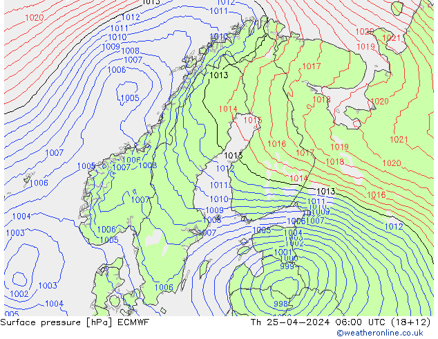 Bodendruck ECMWF Do 25.04.2024 06 UTC