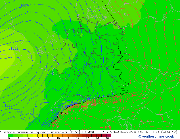 pression de l'air Spread ECMWF dim 28.04.2024 00 UTC