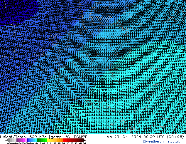 Yükseklik/Sıc. 500 hPa ECMWF Pzt 29.04.2024 00 UTC