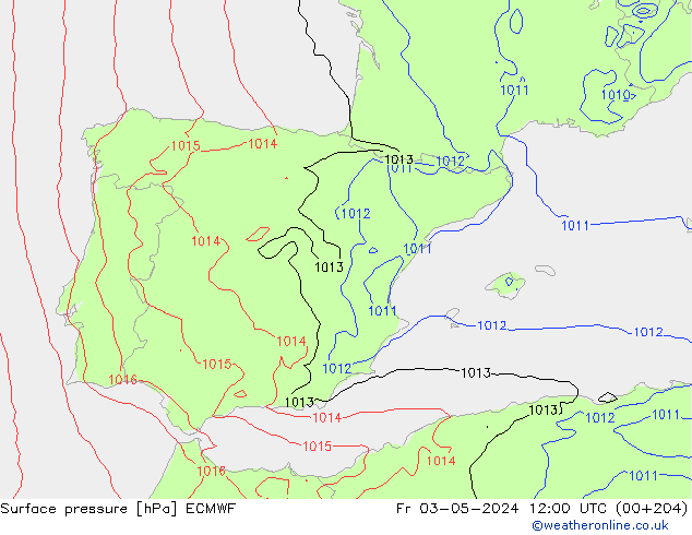 Pressione al suolo ECMWF ven 03.05.2024 12 UTC