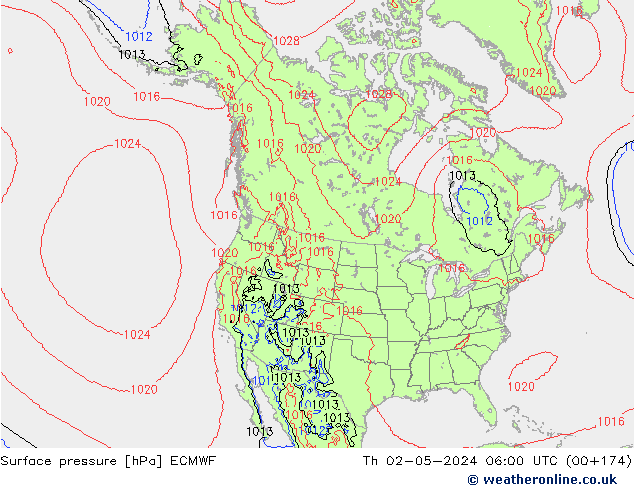 ciśnienie ECMWF czw. 02.05.2024 06 UTC