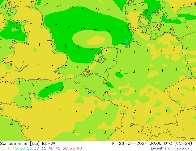 Bodenwind ECMWF Fr 26.04.2024 00 UTC