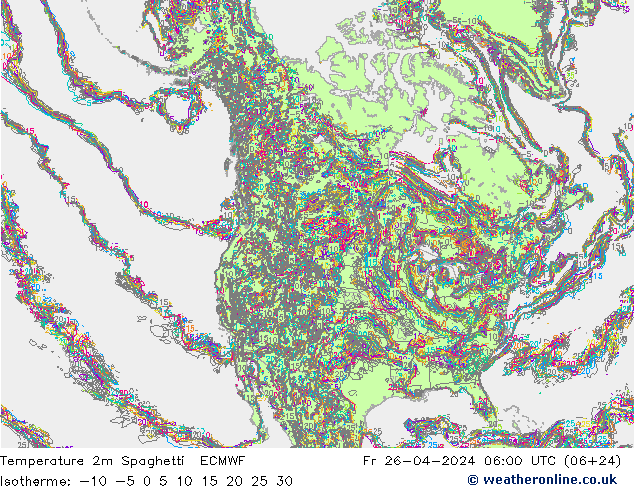 mapa temperatury 2m Spaghetti ECMWF pt. 26.04.2024 06 UTC