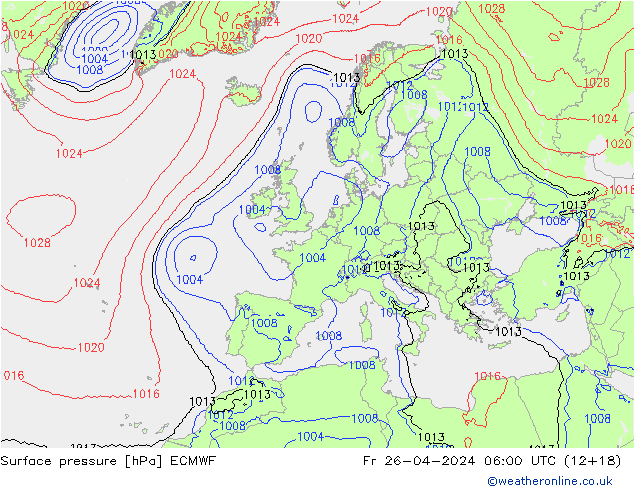 Surface pressure ECMWF Fr 26.04.2024 06 UTC