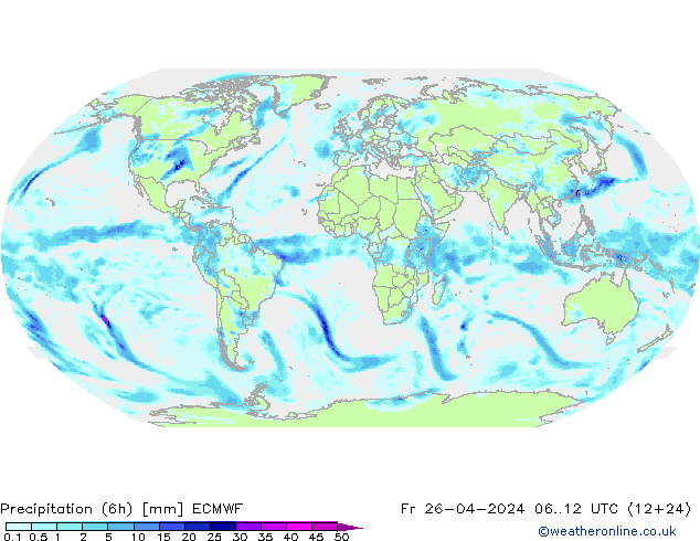 Precipitation (6h) ECMWF Fr 26.04.2024 12 UTC