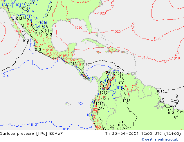 Pressione al suolo ECMWF gio 25.04.2024 12 UTC