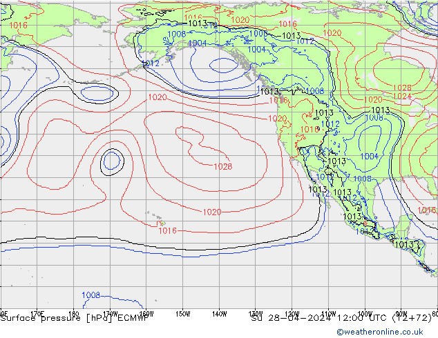 Surface pressure ECMWF Su 28.04.2024 12 UTC