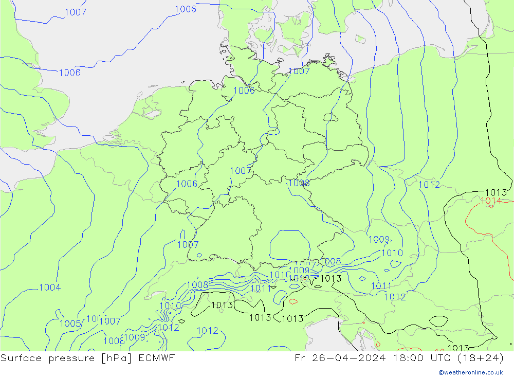 приземное давление ECMWF пт 26.04.2024 18 UTC