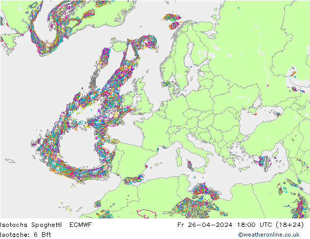 Izotacha Spaghetti ECMWF pt. 26.04.2024 18 UTC