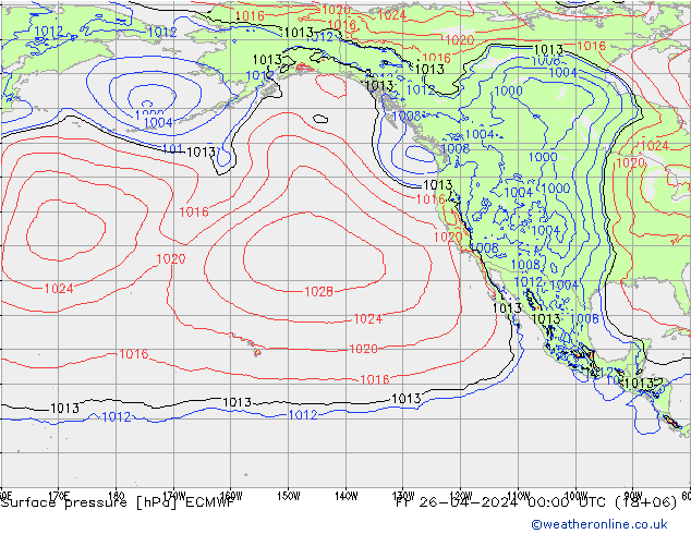 Surface pressure ECMWF Fr 26.04.2024 00 UTC